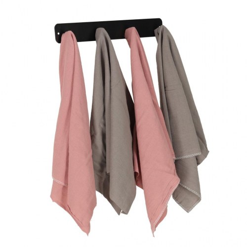 Knagerække til væg – badeværelse, sort metal, 4 kroge