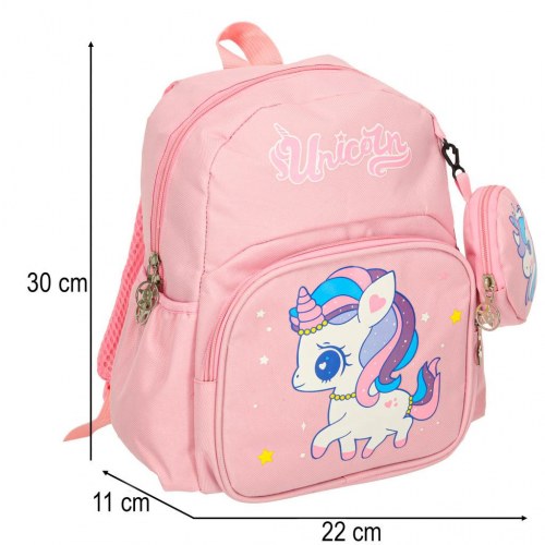 Børnehave rygsæk til børn – enhjørning, 30 × 23 × 14 cm, pink