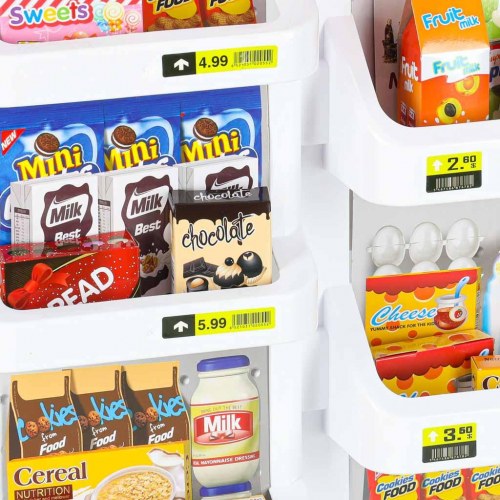 Legetøjssupermarked med kasseapparat og indkøbsvogn – model 2