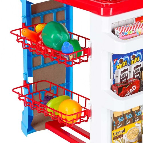 Legetøjssupermarked med kasseapparat og indkøbsvogn – model 2