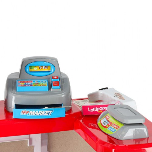 Legetøjssupermarked med kasseapparat og indkøbsvogn – model 2