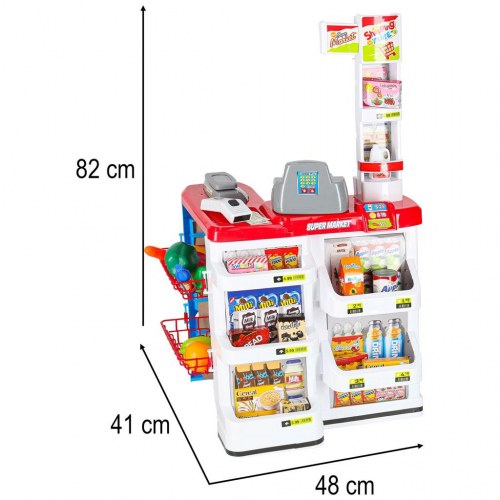 Legetøjssupermarked med kasseapparat og indkøbsvogn – model 2