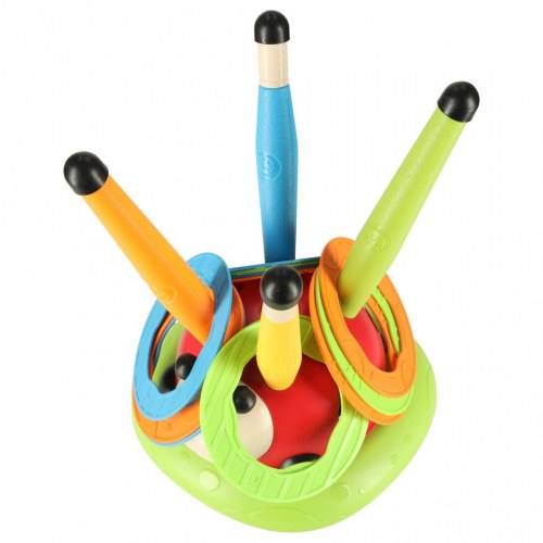 Udendørs legetøj 3-i-1 – mariehøne springespil, ringspil og raket-affyrer til børn