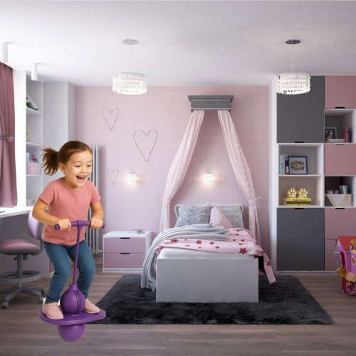 Pogo hoppebold med balancebræt til børn – lilla