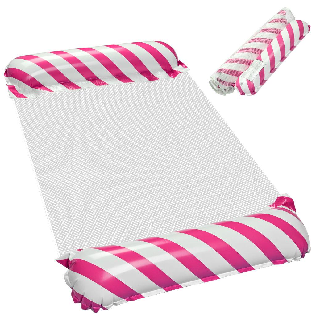 Bademadras vandhÃ¦ngekÃ¸je med net - pink/hvid, 110 Ã 70 cm