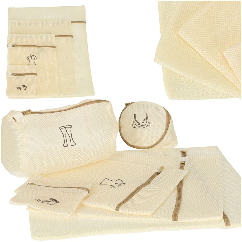 Vaskeposer til vaskemaskine - sæt med 6 stk., beige