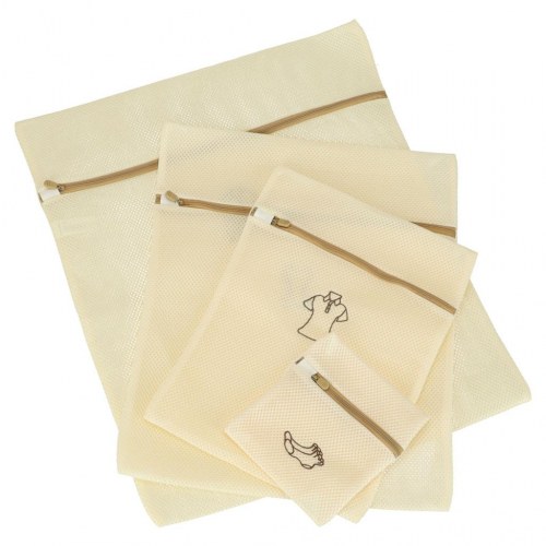 Vaskeposer til vaskemaskine - sæt med 6 stk., beige