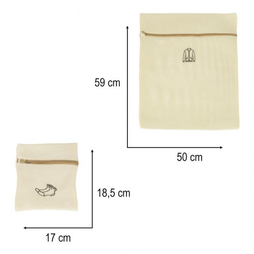 Vaskeposer til vaskemaskine - sæt med 6 stk., beige