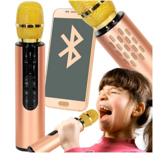 Karaoke mikrofon med Bluetooth – trådløs, guld/rosaguld