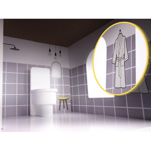 Dukkehus i træ med møbler 70 cm – grå