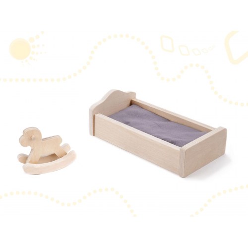 Dukkehus i træ med møbler 70 cm – grå