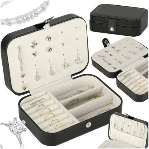 Smykkeskrin rejse-organizer – sort, 16 × 11 × 5 cm