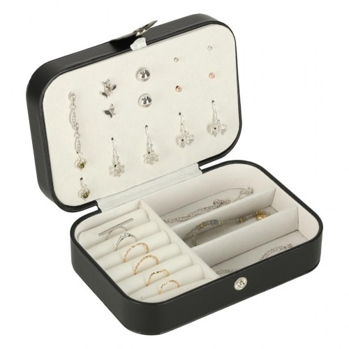 Smykkeskrin rejse-organizer – sort, 16 × 11 × 5 cm