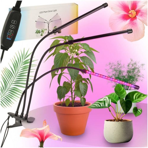 Plantevækst LED-lampe med 3 arme - 70 cm, sort