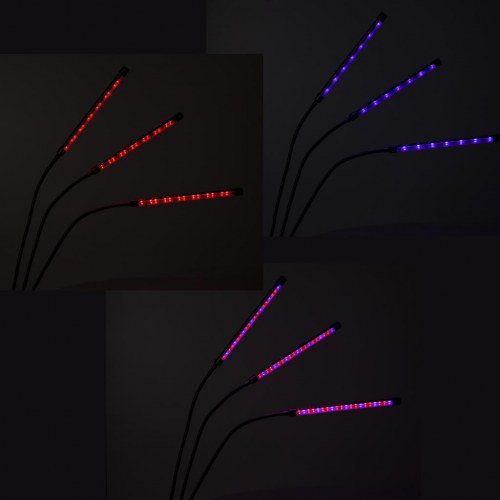 Plantevækst LED-lampe med 3 arme - 70 cm, sort