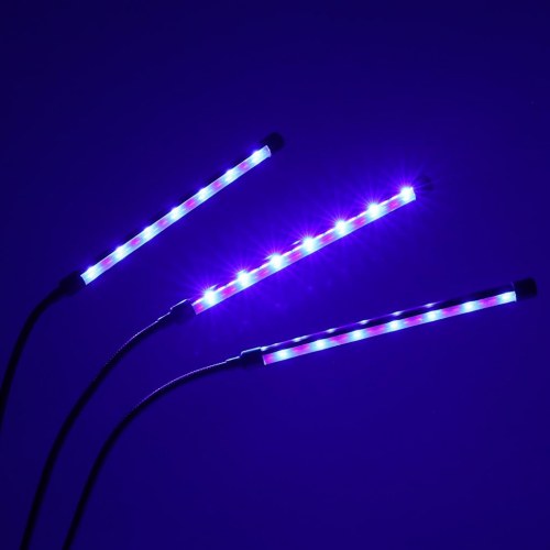 Plantevækst LED-lampe med 3 arme - 70 cm, sort