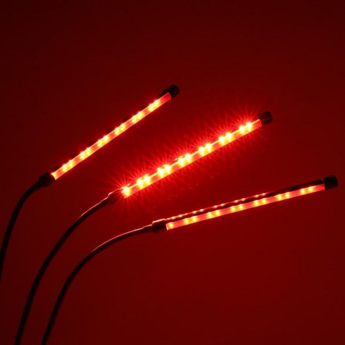 Plantevækst LED-lampe med 3 arme - 70 cm, sort