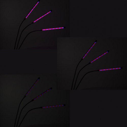 Plantevækst LED-lampe med 3 arme - 70 cm, sort