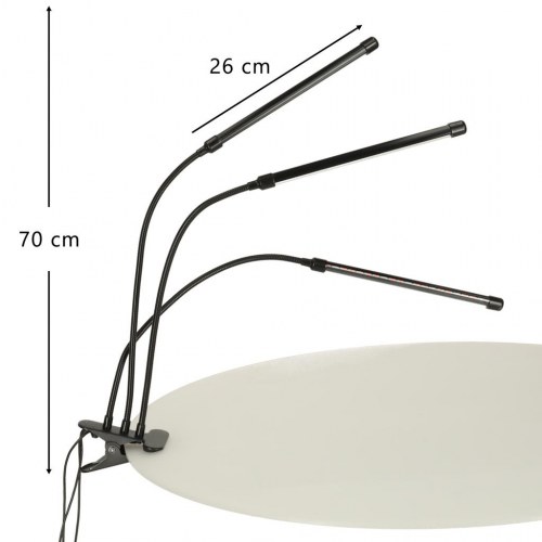 Plantevækst LED-lampe med 3 arme - 70 cm, sort