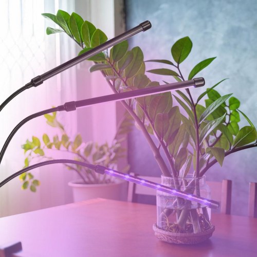 Plantevækst LED-lampe med 3 arme - 70 cm, sort