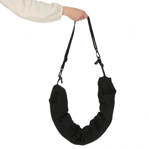 Rejsehovedpude med opbevaringsrum – justerbar nakkestøtte, 80 cm, sort