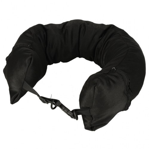 Rejsehovedpude med opbevaringsrum – justerbar nakkestøtte, 80 cm, sort