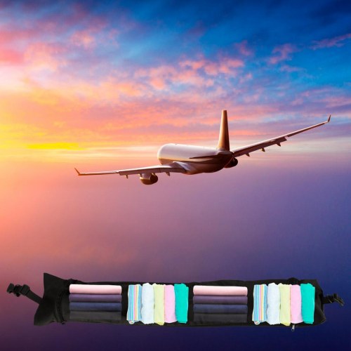 Rejsehovedpude med opbevaringsrum – justerbar nakkestøtte, 80 cm, sort