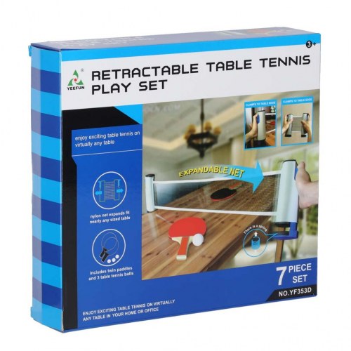 Bordtennis sæt – net, 2 bat og 3 bolde (udtrækkeligt net)