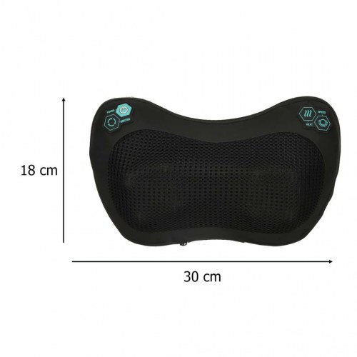 Shiatsu massagepude til nakke og ryg med varme, 30 × 18 × 8 cm