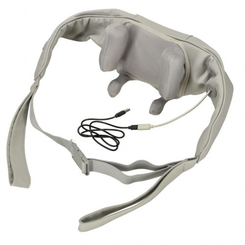 Massagekrave til nakke, skuldre og ryg – grå, batteri