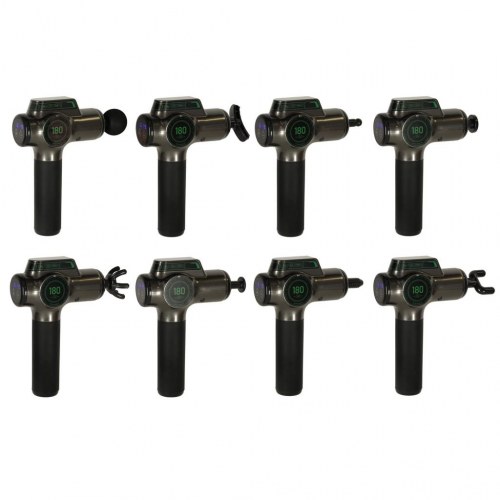 Massagepistol til krop og ryg - 8 hoveder, LED-display