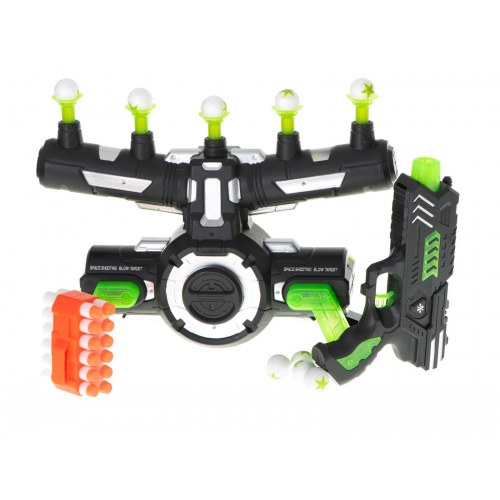 Skydespil med svævende bolde – Dark Wars sæt med pistol, mål og pile