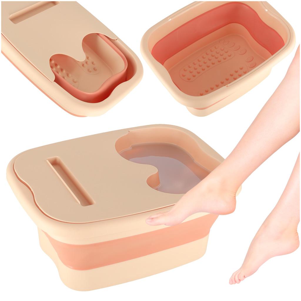Fodspa foldebalje med massageknopper - 13 l, laksefarvet