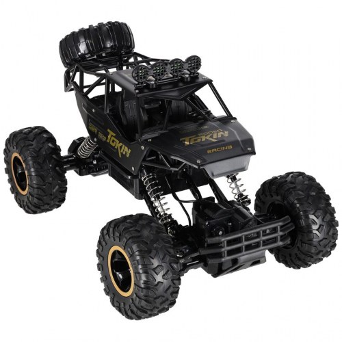 Fjernstyret bil rock crawler 1:12 4WD metal - sort