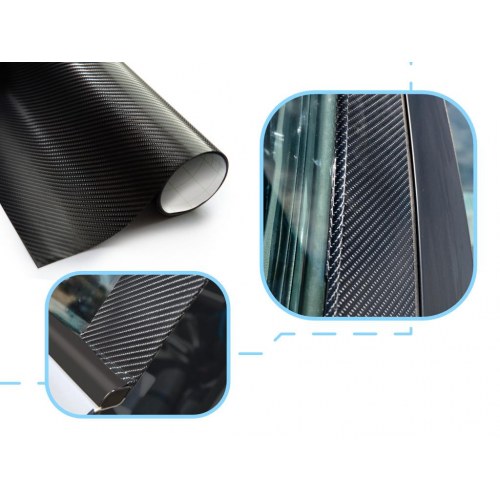 Bilfolie carbon 4D – sort, rulle 1,52 × 30 m