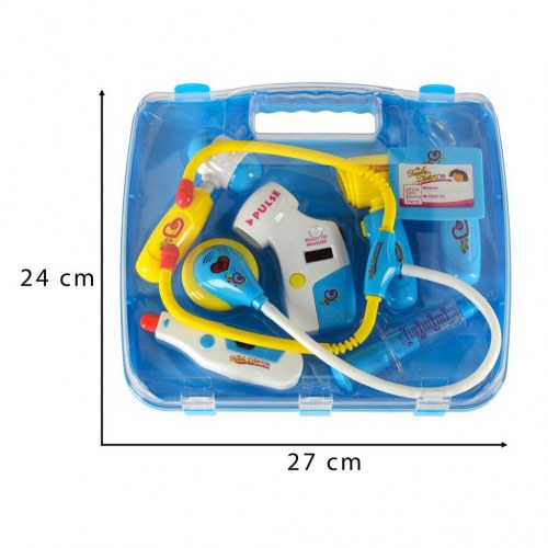 Lægesæt i kuffert med lys og lyd – blå