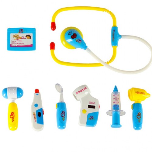 Lægesæt i kuffert med lys og lyd – blå