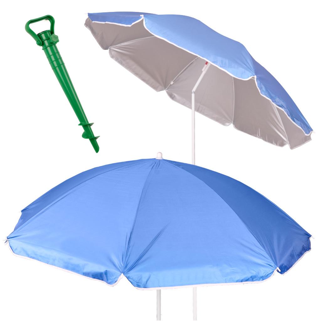 Parasol til strand og have 150 cm - justerbar, sammenklappelig, blå med UV-filter