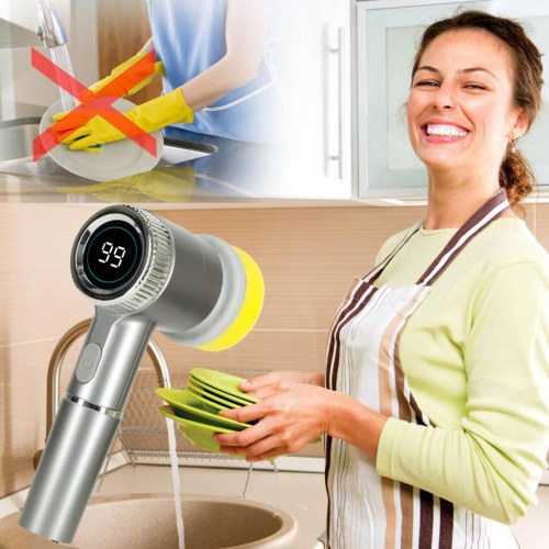 Elektrisk rengøringsbørste 5‑i‑1 med LED og 3 hastigheder