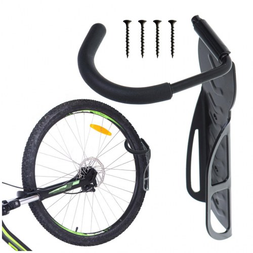 Cykelholder til væg – ophæng til forhjul, 1 stk., sort