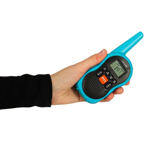 Walkie talkie til børn – sæt med 2 stk., blå, 3 km rækkevidde