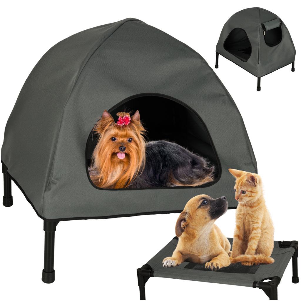 Hundehus/katteseng telt til kæledyr - 53 × 43 × 56 cm, grå/sort