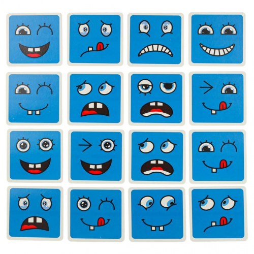 Puslespil med skiftende ansigter – kreative klodser og kort (64 kort, 16 klodser)