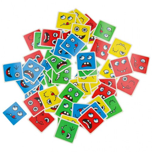 Puslespil med skiftende ansigter – kreative klodser og kort (64 kort, 16 klodser)