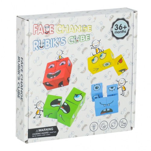 Puslespil med skiftende ansigter – kreative klodser og kort (64 kort, 16 klodser)