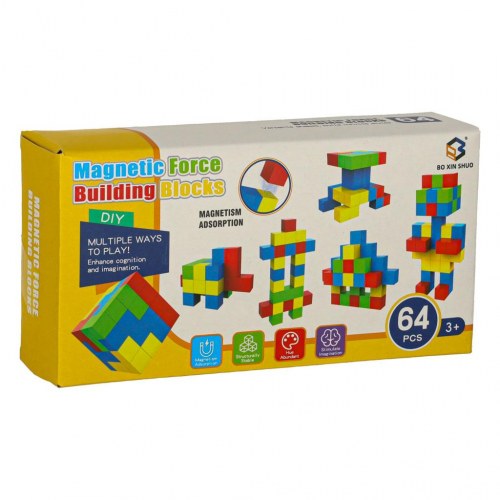 Byggeklodser magnetiske – Cube læringssæt, 64 dele
