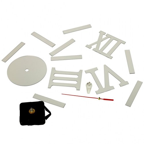 Vægur sølv med romertal – selvklæbende, 70–130 cm