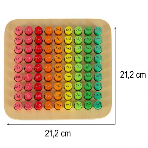 Lærtavle i træ – gangetabel til 100, runde brikker