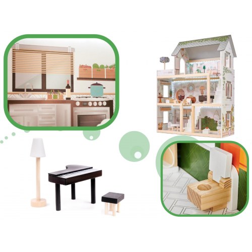 Dukkehus i træ med LED – Lulilo Floro Boho