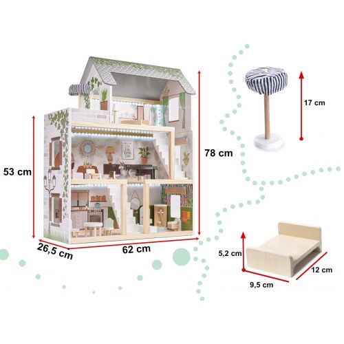 Dukkehus i træ med LED – Lulilo Floro Boho